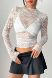 Sheer Lace Long Sleeve Blouse