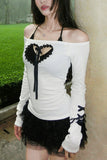 Off-Shoulder Ribbon Accent Blouse