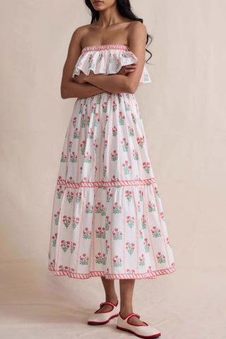Strapless Tiered Casual Dress