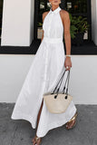 Sleeveless Halter Backless Long Dress