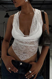 Lace Halter Cami with Deep Plunge Neck