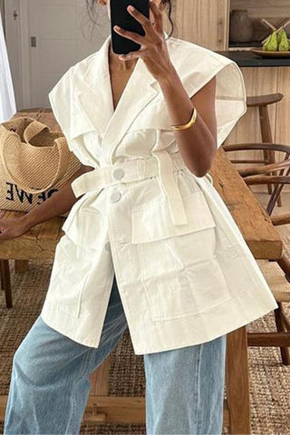 Belted Sleeveless Jacket