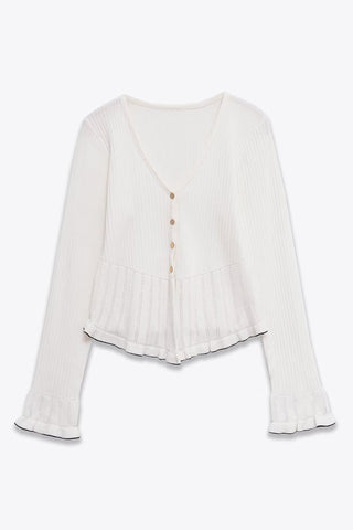 Button-Front Layered-Hem T-Shirt