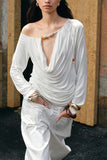 Asymmetric Draped Neckline Blouse