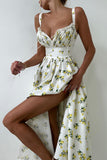 Digital Print Ruffle Backless Dress