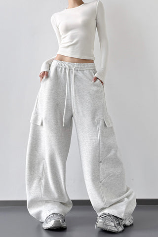 Wide-Leg Pocket Casual Pants