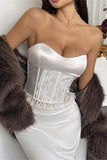 Strapless Lace Trim Corset Top