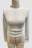 Textured Cropped Long Sleeve Top