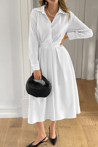 Long-Sleeve Midi Casual Dress