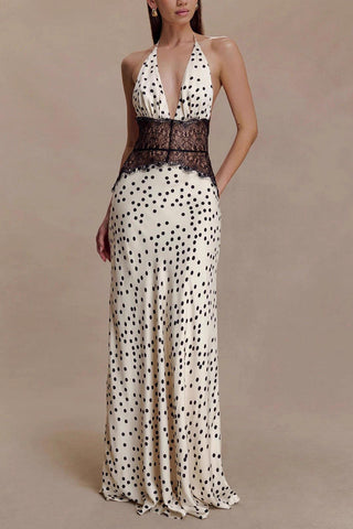 Halter Maxi Dress with Lace Waist