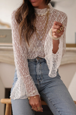 Elegant Lace Long-Sleeve Blouse