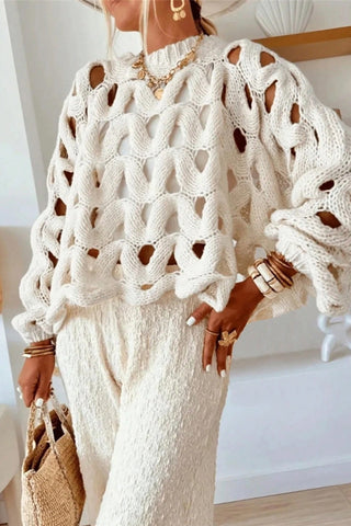 Open-Knit Pullover Sweater