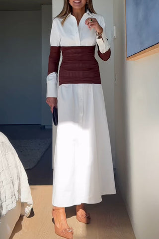 Contrast Waist Shirt Dress