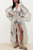 Chic V-Neck Long Sleeve Dress