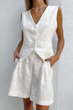 Sleeveless Button-Front Short Set