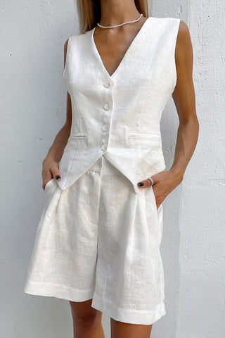 Sleeveless Button-Front Short Set