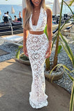 Floral Lace Two-Piece Skirt Set
