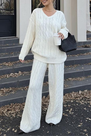 Cozy Cable Knit Sweater Pants Set
