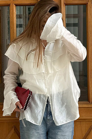 Ruffled Button-Front Blouse