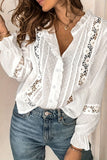 Lace-Trim Button-Front Blouse