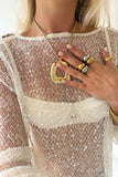 Sheer Mesh Top with Intricate Design