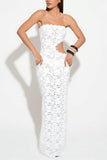 Elegant Lace Strapless Evening Dress
