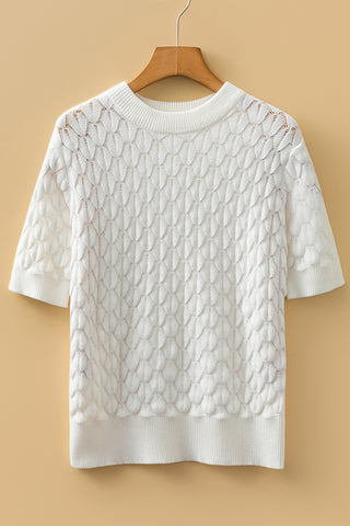 Textured Knit Short Sleeve Sweater