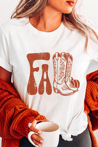 Fall Graphic Tee with Boots Design