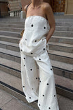 Polka Dot Strapless Pants Set