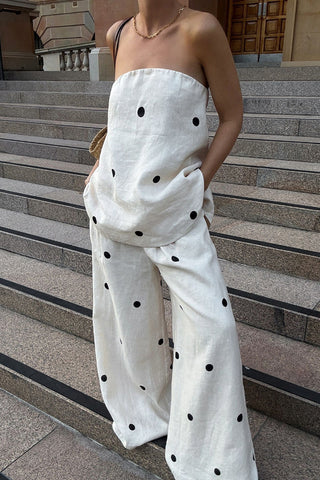 Polka Dot Strapless Pants Set