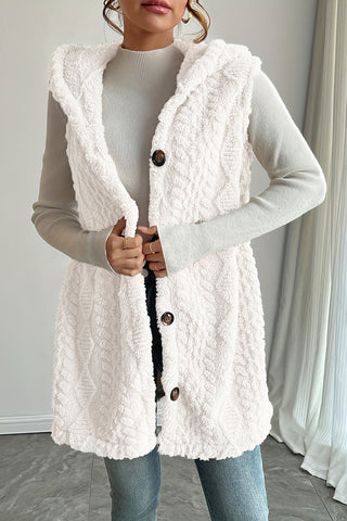 Button-Up Textured Knit Vest