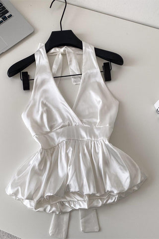 Pleated Halter Tank Top