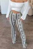 High-Waisted Patterned Flare Pants