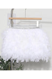 Feathered Mini Skirt with Glitter Waistband