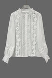 Lace-Trim Button-Front Blouse