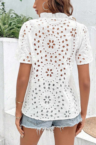 Geometric Pattern Hollow-Out Blouse