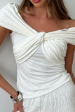 Off-Shoulder Twist Front Blouse