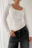 Scalloped Lace Long Sleeve Blouse
