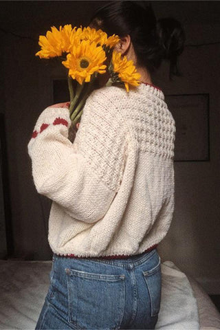 Cozy Knit Sweater with Heart Detailing