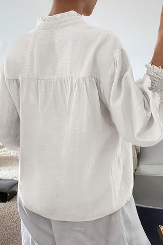 Patterned Button-Front Blouse