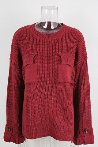 Chic Button-Sleeve Knit Sweater