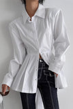 Pleated Button-Front Blouse