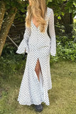 Polka Dot Maxi Dress with Front Slit