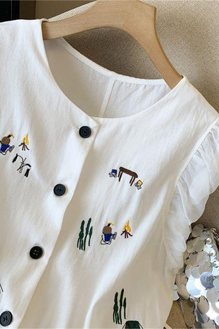 Patterned Button-Front Tank Top