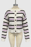 Button-Up Striped Cardigan