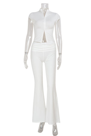 Zippered High-Neck Pants Set