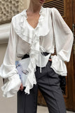 Ruffled V-Neck Blouse
