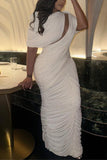 One-Shoulder Ruched Casual Dress