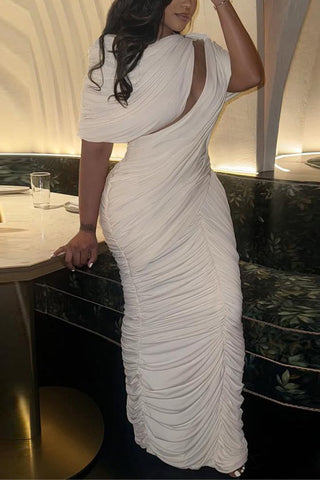 One-Shoulder Ruched Casual Dress