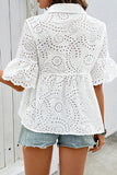 Eyelet Button-Up Blouse